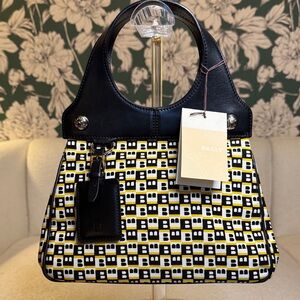 Bally Authentic Like New Black and Yellow Patterned Shoulder Bag with tags
